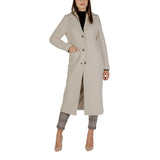 Elegant Oatmeal Wool Blend Longline Smart Coat