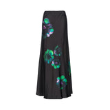 Phatbird Noir Floral Stretch Viscose Zip Skirt