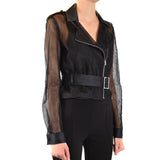 Phatbird Black Belted Zip-Front Lapel Blazer
