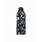 Phatbird black Floral Sleeveless Turtle neck Midi Dress