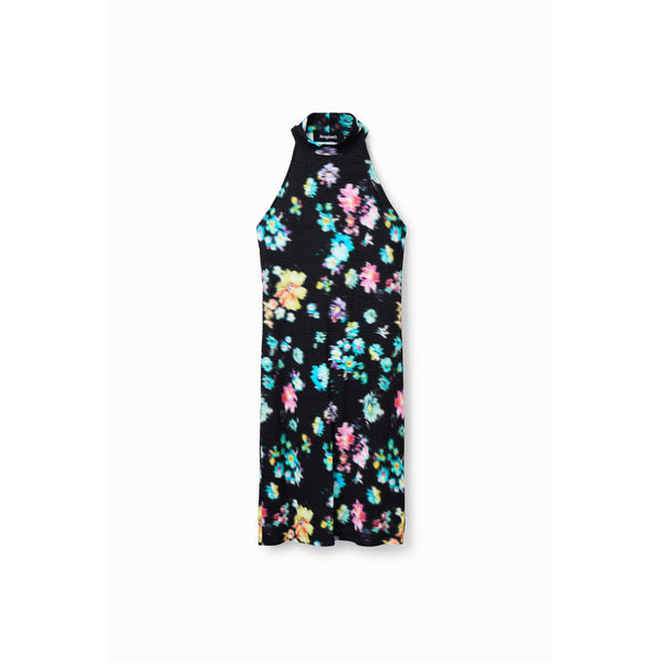 Phatbird black Floral Sleeveless Turtle neck Midi Dress