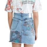 Phatbird Denim-Blue Cotton Print Winter Skirt