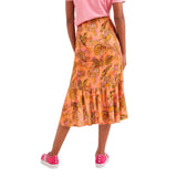 Phatbird Sunset Linen-Viscose Printed Midi Skirt
