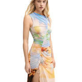 Phatbird Tangerine Floral Sleeveless Round-Neck Sundress