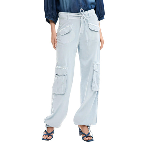 Phatbird Ice Blue Lace-Up Wide-Leg Trousers