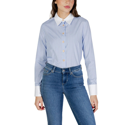 phatbird Powder Blue Pinstripe Hooded Shirt