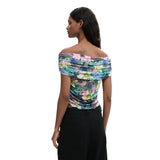 Phatbird Periwinkle Floral Short-Sleeve Boat-Neck Top