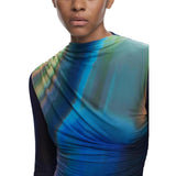 Desigual Abstract Ruched Mesh Mini Dress