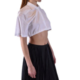 Phatbird Crisp White Cotton Short Sleeve Blouse