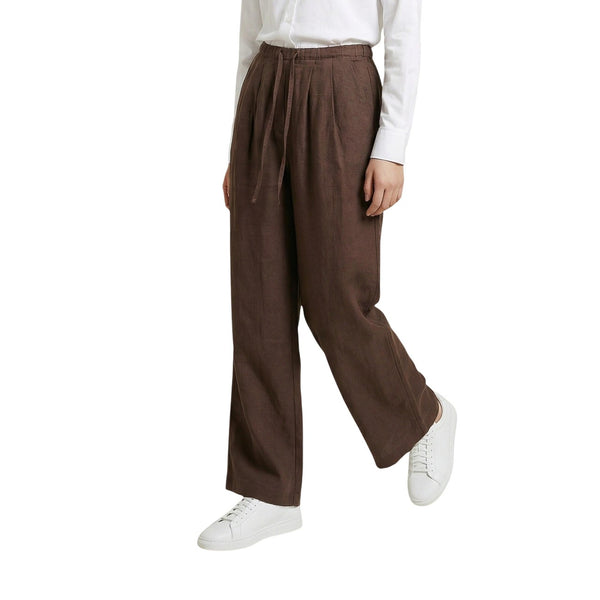 Phatbird Brown Wide-Leg Linen Trousers