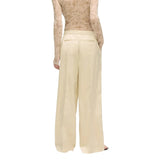 Phatbird Beige Wide-Leg Satin Trousers