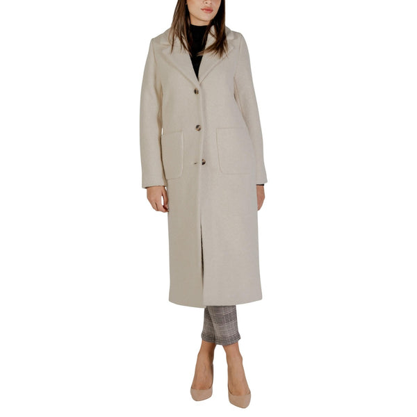 Elegant Oatmeal Wool Blend Longline Smart Coat
