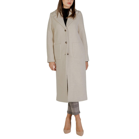 Elegant Oatmeal Wool Blend Longline Smart Coat
