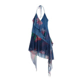 Phatbird Sapphire Print Sleeveless Plunge Dress