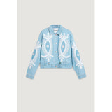 Phatbird Light Blue Printed Cotton Blazer
