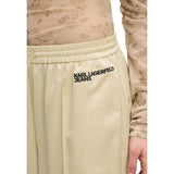 Phatbird Beige Wide-Leg Satin Trousers