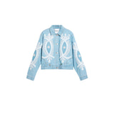 Phatbird Light Blue Printed Cotton Blazer