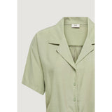 Phatbird Olive Green Linen-Blend Short Sleeve Shirt