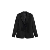 Slate Pinstripe Button-Front Smart Blazer