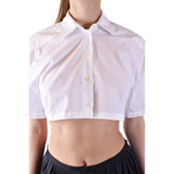 Phatbird Crisp White Cotton Short Sleeve Blouse