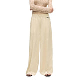 Phatbird Beige Wide-Leg Satin Trousers