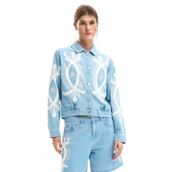Phatbird Light Blue Printed Cotton Blazer