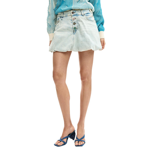 Phatbird Light Blue Button-Front Cotton Skirt