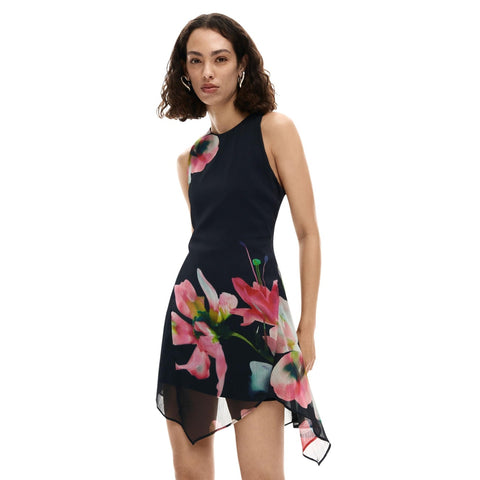 Phatbird Coral Floral Sleeveless Midi Dress