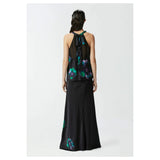 Phatbird Noir Floral Stretch Viscose Zip Skirt