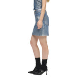 Phatbird Chambray Zip-Front Denim Mini Skirt