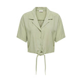 phatbird Olive Green Linen-Blend Short Sleeve Shirt
