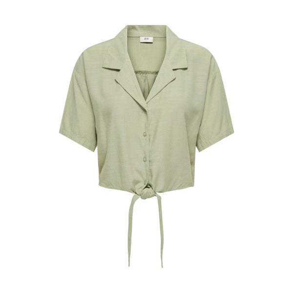 phatbird Olive Green Linen-Blend Short Sleeve Shirt