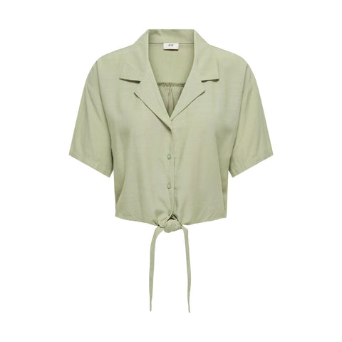phatbird Olive Green Linen-Blend Short Sleeve Shirt