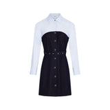 Phatbird Blue Belted Long-Sleeve Midi Dress