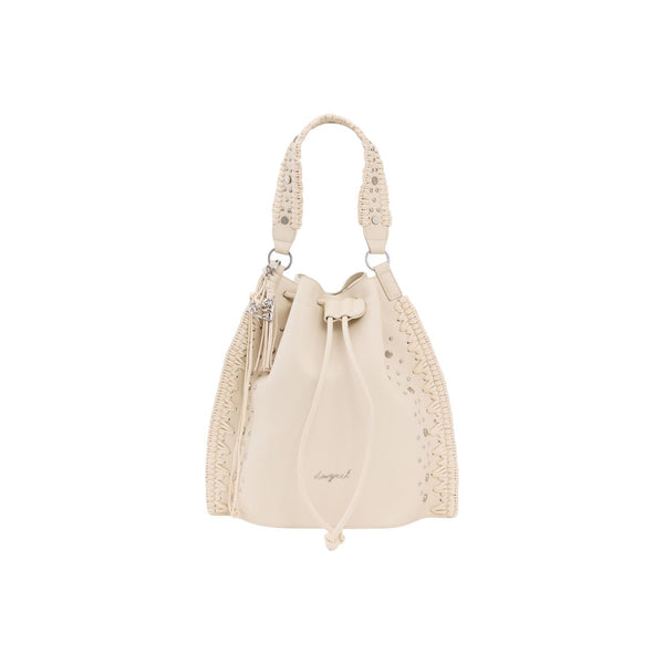 Taupe Lace-Up Roomy Canvas Shopper