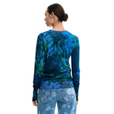 Phatbird Ocean Floral Viscose Long-Sleeve Knit Top