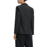 Slate Pinstripe Button-Front Smart Blazer