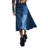 Phatbird Azure Cotton Zip Pocket A-Line Skirt