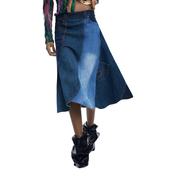 Phatbird Azure Cotton Zip Pocket A-Line Skirt