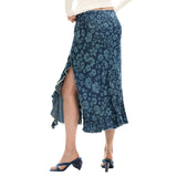 Phatbird Cobalt Lyocell Bloom Midi Skirt