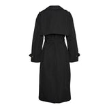 Women's Black Double-Breasted Trench Coat