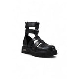Phatbird Black Leather Zip Sandals