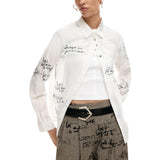 Phatbird Pure White Striped Cotton Button-Up Shirt