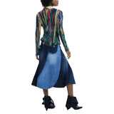 Phatbird Azure Cotton Zip Pocket A-Line Skirt