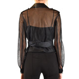 Phatbird Black Belted Zip-Front Lapel Blazer