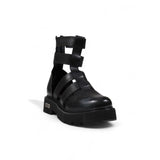 Phatbird Black Leather Zip Sandals
