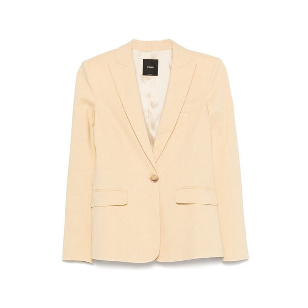 phatbird Sunflower Yellow Linen-Blend V-Neck Blazer