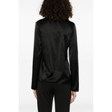 Phatbird Midnight Black Silk-Blend V-Neck Blouse