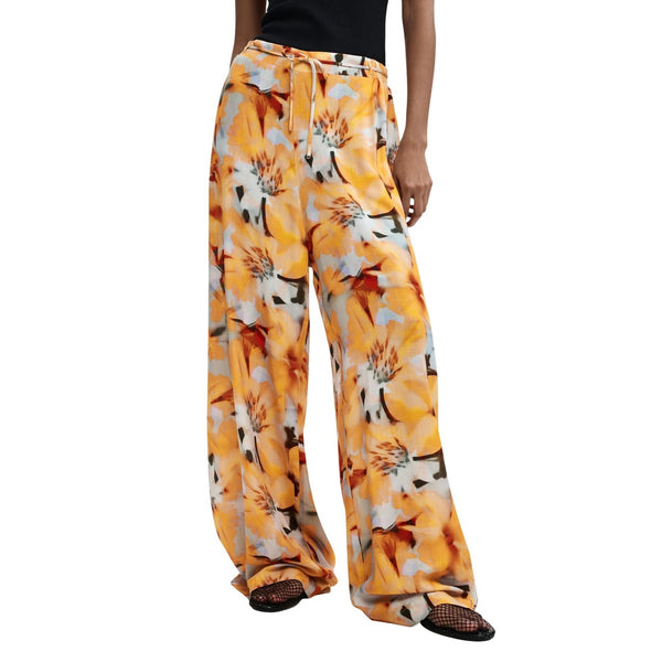 Marigold Floral Viscose Relaxed Wide Trousers