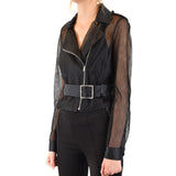 Phatbird Black Belted Zip-Front Lapel Blazer